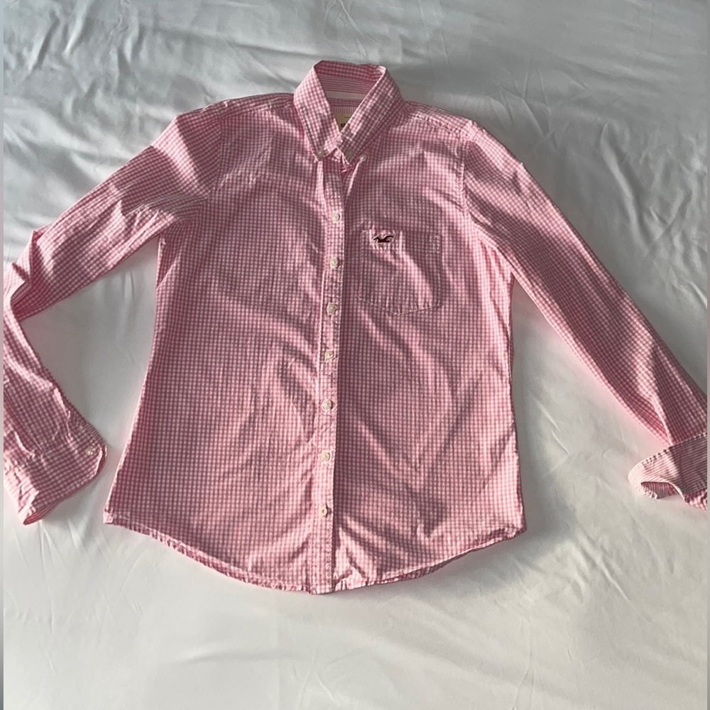 Hollister Pink Gingham Button down